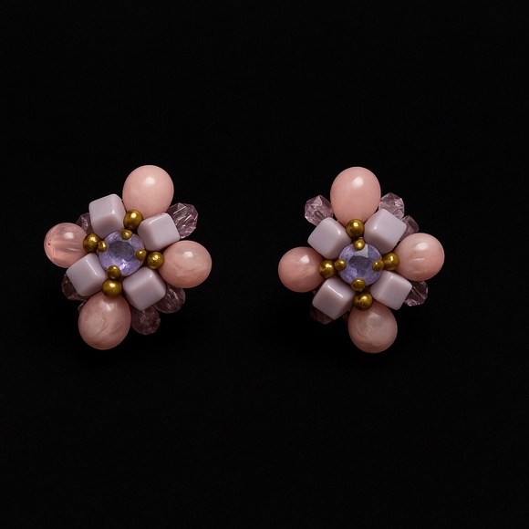 3 Pair Vintage Earrings vintage crystal beaded , Blue rhinestone Clip On - Picture 3 of 3